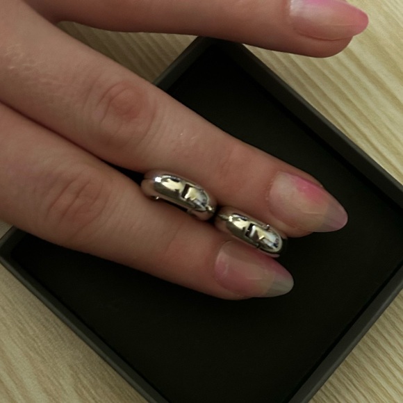 Small Silver Hinge Closure Hoops - Picture 2 of 4